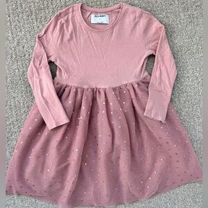 Old Navy Pink and Gold Long Sleeve Tutu Heart Dress Toddler Girls Size 5T